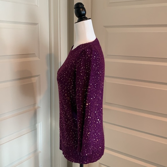 ANNE KLEIN Women’s Purple Sweater with Gold Sequins - Picture 4 of 11